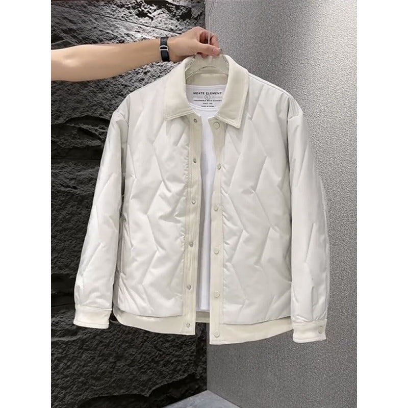 Stylish Men's Cold Weather Collar Contrast Casual Puffer Jacket