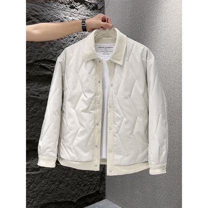 Stylish Men's Cold Weather Collar Contrast Casual Puffer Jacket
