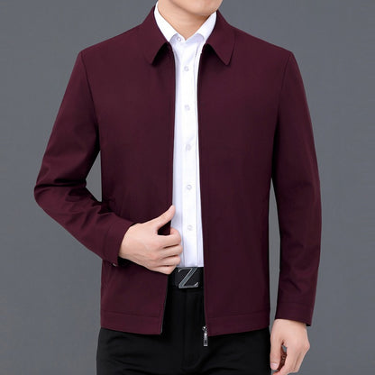 Gentleman's Smart Casual Coat Apparel For Mature Fathers 2088 Wine Red Lapel 190