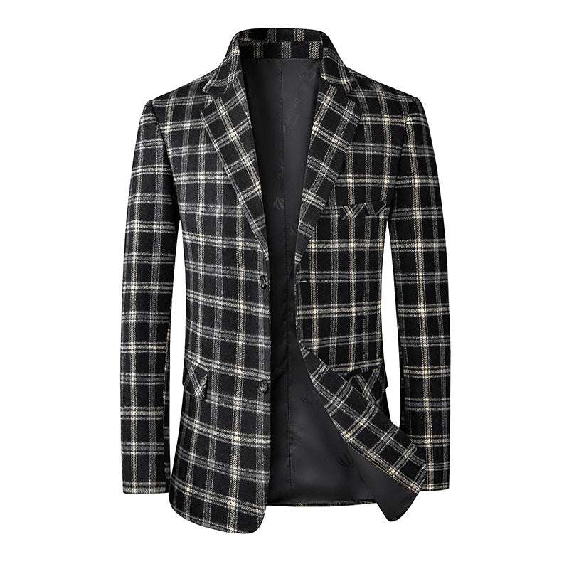 Men's Single-breasted Two-button Slim-fit Blazer Coat Black 4XL