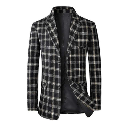 Men's Single-breasted Two-button Slim-fit Blazer Coat Black 4XL