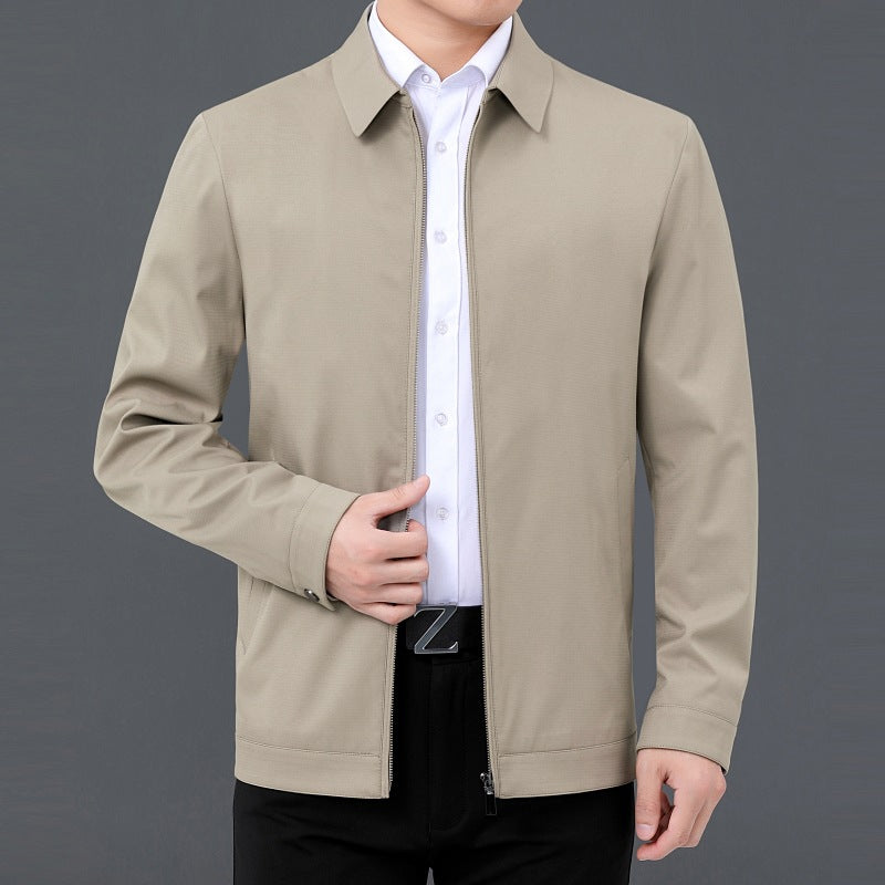 Gentleman's Smart Casual Coat Apparel For Mature Fathers 2088 Lapel Khaki 195