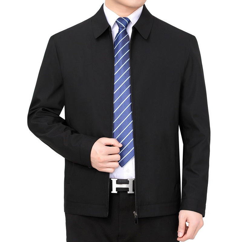 Gentleman's Smart Casual Coat Apparel For Mature Fathers 2088 Black Turn Down Collar 200
