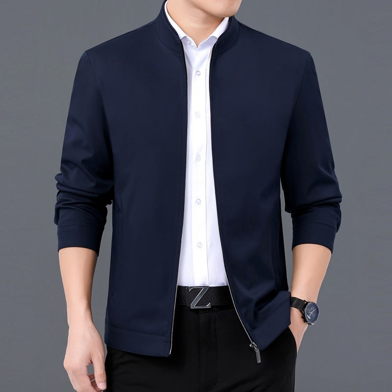 Gentleman's Smart Casual Coat Apparel For Mature Fathers 2086 Dark Blue Stand Collar 190