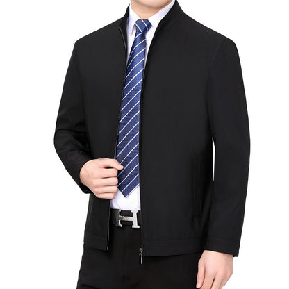 Gentleman's Smart Casual Coat Apparel For Mature Fathers 2086 Black Stand Up Collar 180