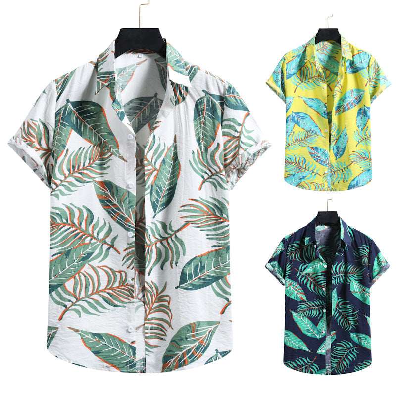 Fresh Seasonal Men's Short Sleeve Floral Print Tropical Shirt