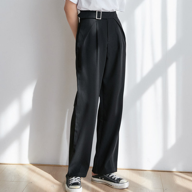 Elegant Fit Casual Stretch High Rise Tapered Trousers Women's Korean Style Slim Solid Straight Leg Pants