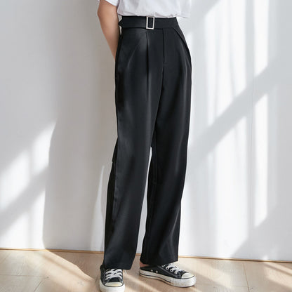 Elegant Fit Casual Stretch High Rise Tapered Trousers Women's Korean Style Slim Solid Straight Leg Pants