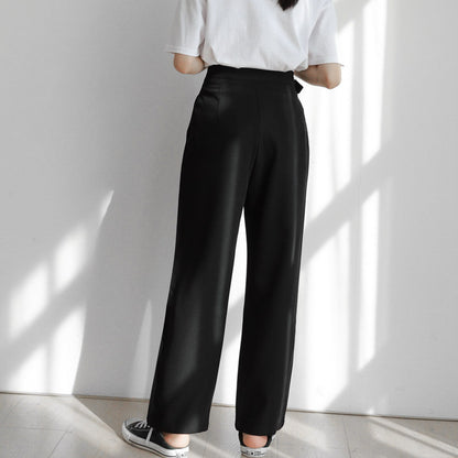 Elegant Fit Casual Stretch High Rise Tapered Trousers Women's Korean Style Slim Solid Straight Leg Pants