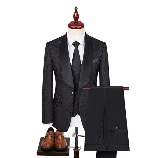 Elegant Jacquard Groom's Attire Formal Wear