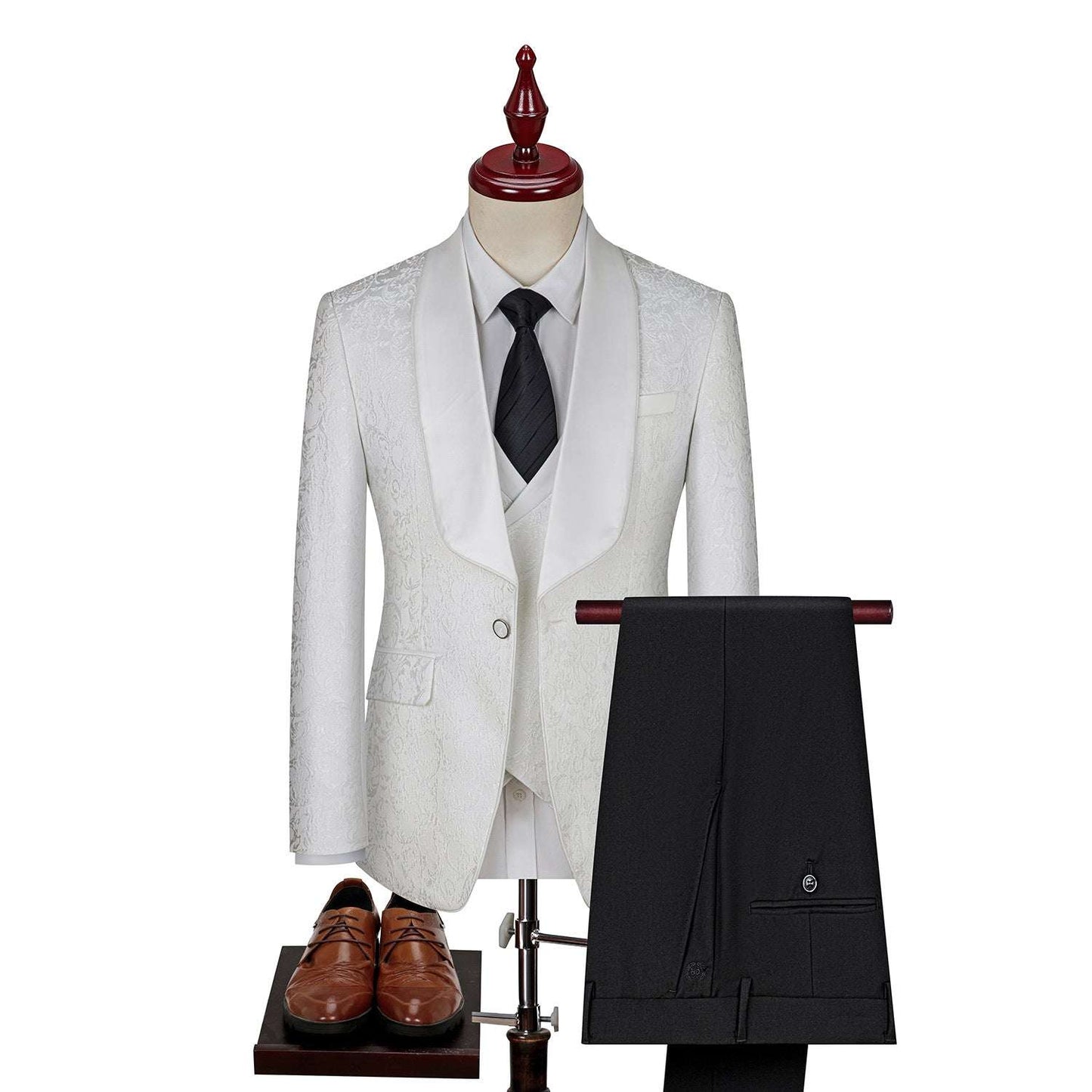 Elegant Jacquard Groom's Attire Formal Wear