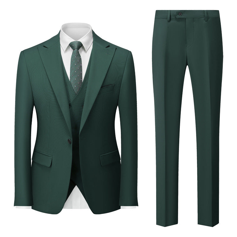 Men's Professional Office Attire International Trade Suit Groom Wedding Outfit Dark Green M