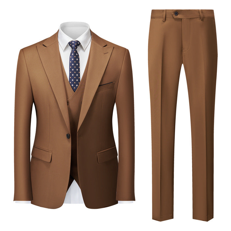 Men's Professional Office Attire International Trade Suit Groom Wedding Outfit Khaki M