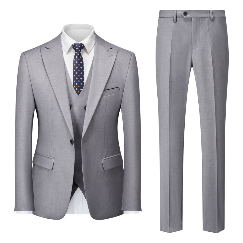 Men's Professional Office Attire International Trade Suit Groom Wedding Outfit Light Gray M