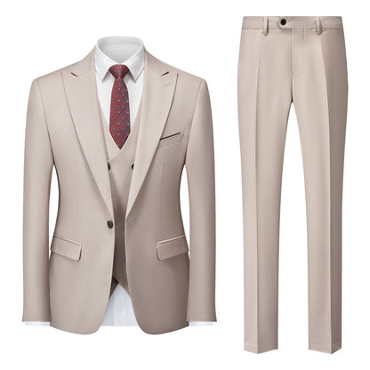 Men's Professional Office Attire International Trade Suit Groom Wedding Outfit Apricot XXXL