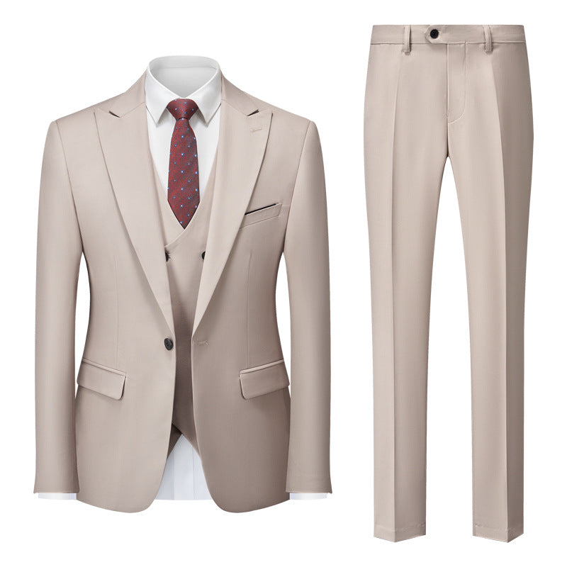 Men's Professional Office Attire International Trade Suit Groom Wedding Outfit Apricot L
