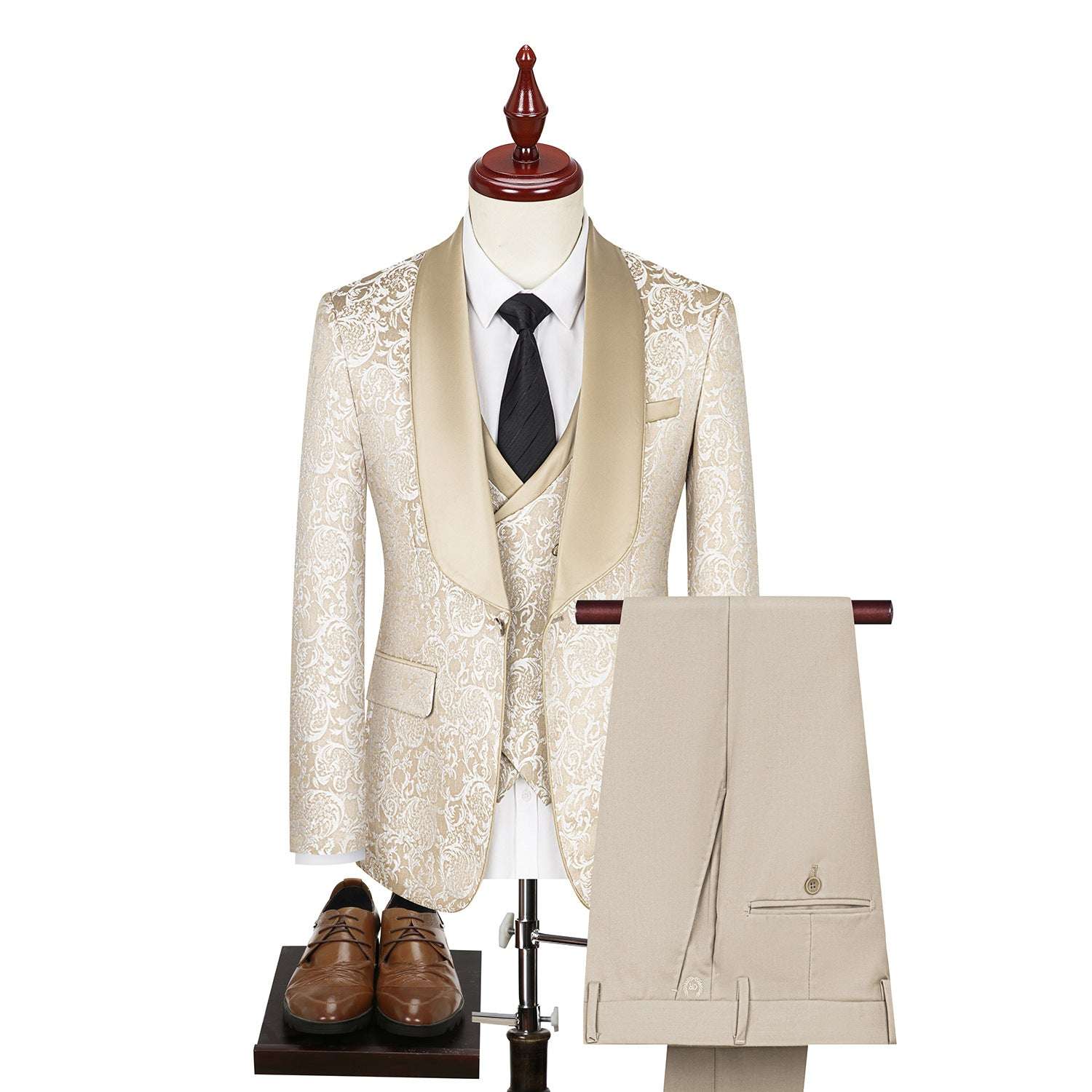 Elegant Jacquard Groom's Attire Formal Wear