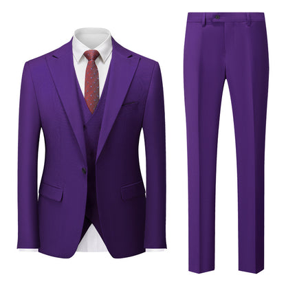 Men's Professional Office Attire International Trade Suit Groom Wedding Outfit Purple M