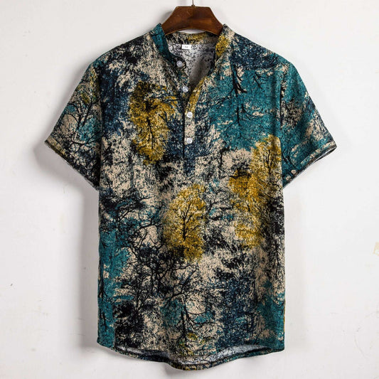 Floral Print Men's Short Sleeve Top