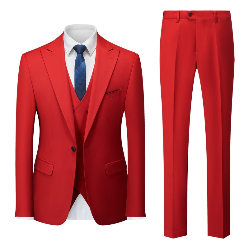 Men's Professional Office Attire International Trade Suit Groom Wedding Outfit Red XXL