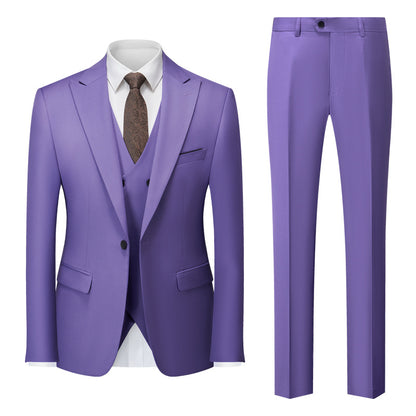 Men's Professional Office Attire International Trade Suit Groom Wedding Outfit Violet XXXL