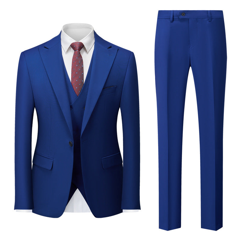 Men's Professional Office Attire International Trade Suit Groom Wedding Outfit Sapphire Blue XL