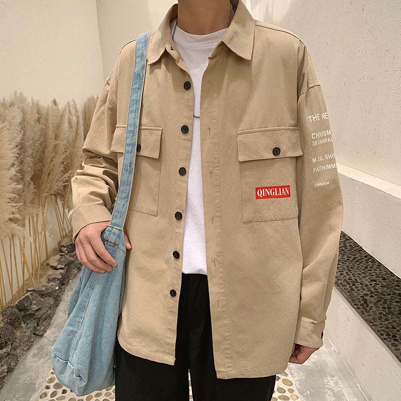 Casual long sleeve top for men Khaki XXL
