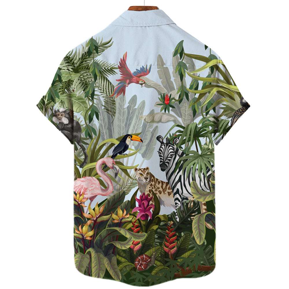 Men's 3D Printed Jungle Wildlife Hawaiian Style Shirt