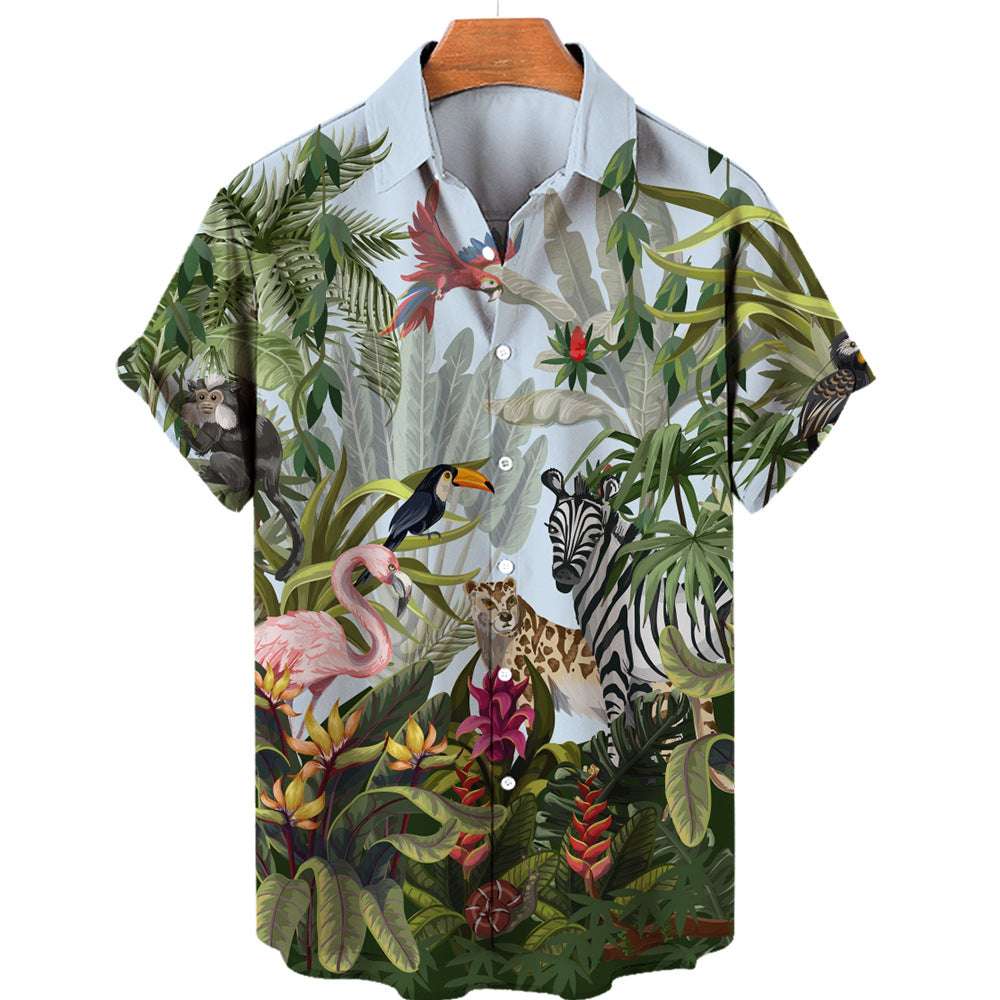 Men's 3D Printed Jungle Wildlife Hawaiian Style Shirt