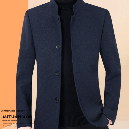 Classic Wool Blend Stand Collar Casual Outerwear