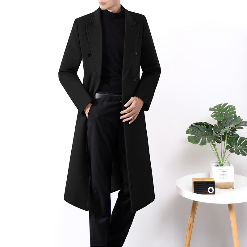 Premium Men's Reversible Wool Windbreaker Coat Black S