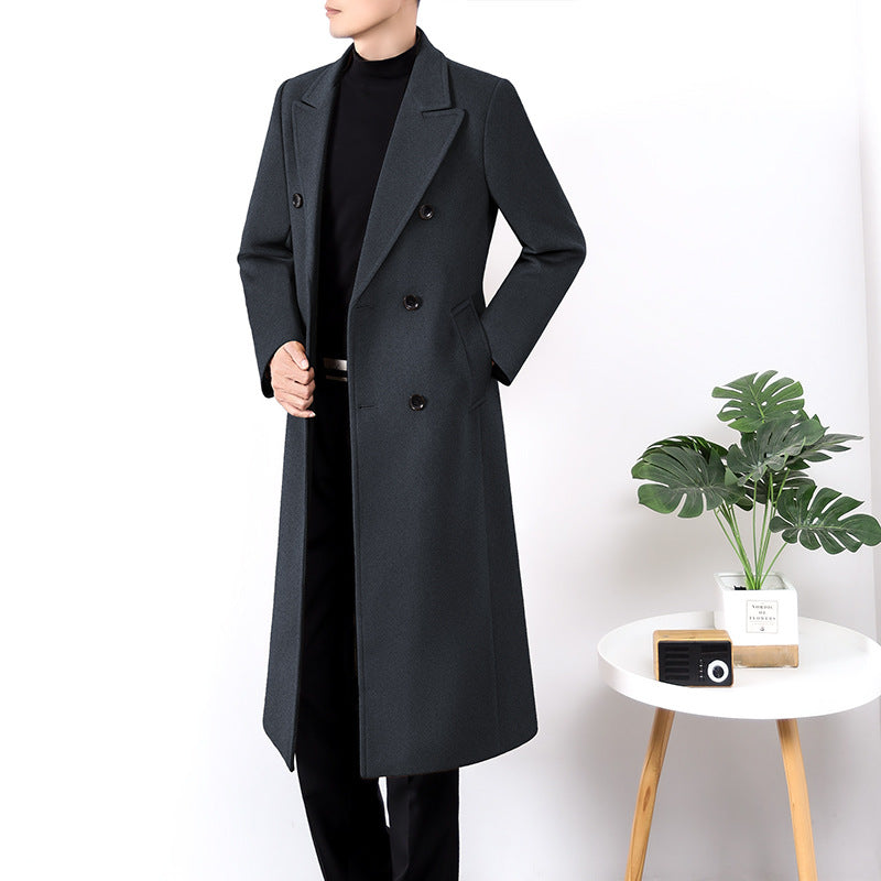 Premium Men's Reversible Wool Windbreaker Coat Gray L