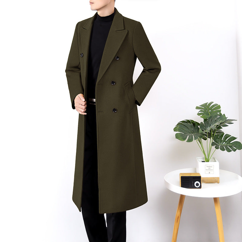 Premium Men's Reversible Wool Windbreaker Coat Green XXL
