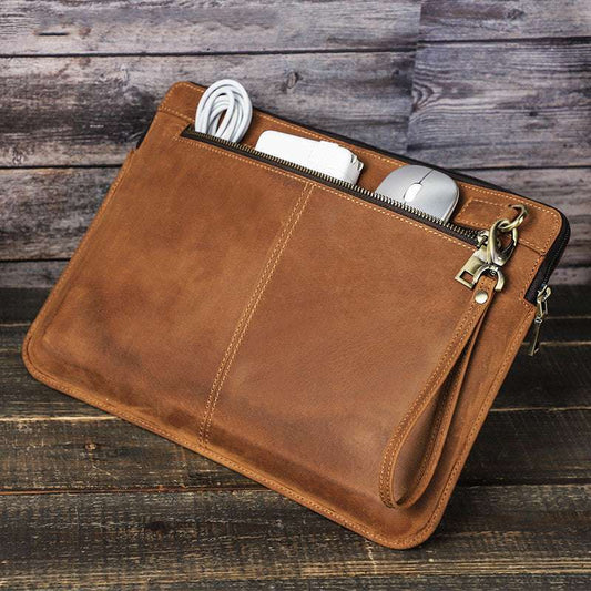 Rugged Shield Genuine Leather Laptop Sleeve Cover Case