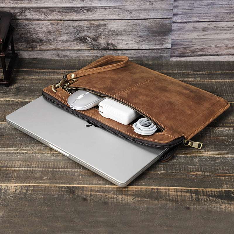 Rugged Shield Genuine Leather Laptop Sleeve Cover Case
