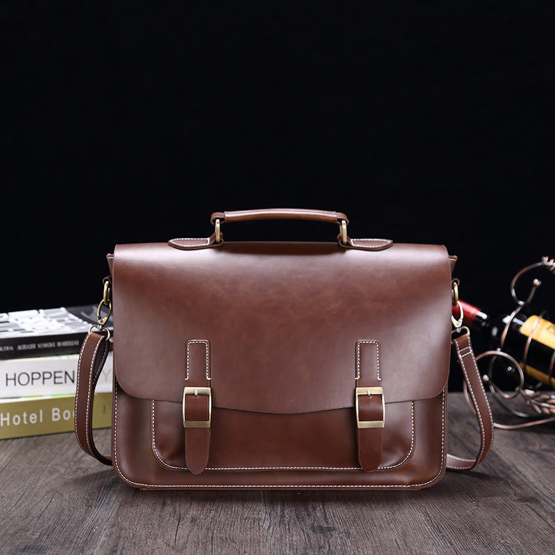 Modern Venture Wild Stallion Leather Portfolio Men's Classic Horizontal Coffee