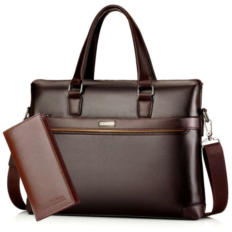 Gentleman's crossbody satchel messenger Brown with handbag