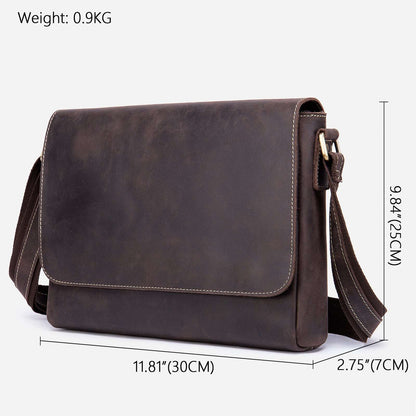 Vintage Leather Crossbody Satchel with Top Grain Hide