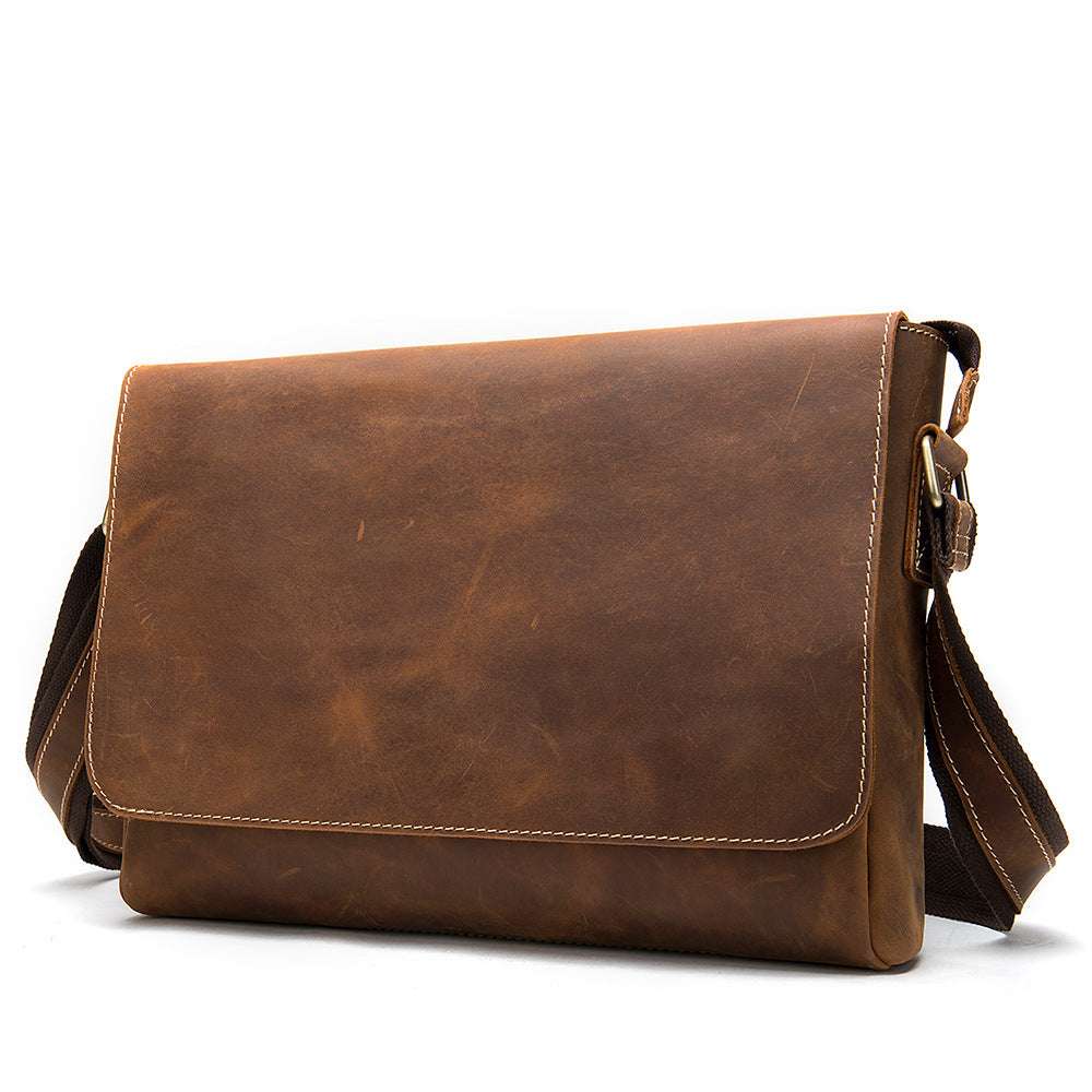 Vintage Leather Crossbody Satchel with Top Grain Hide 1136brown