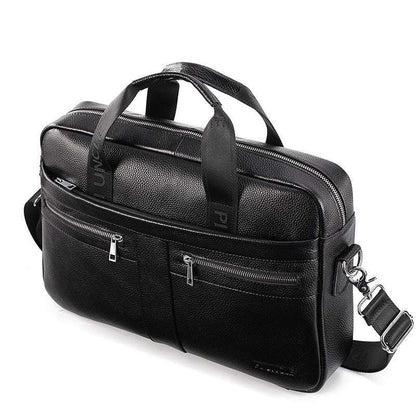 Stylish faux hide male document holder Black