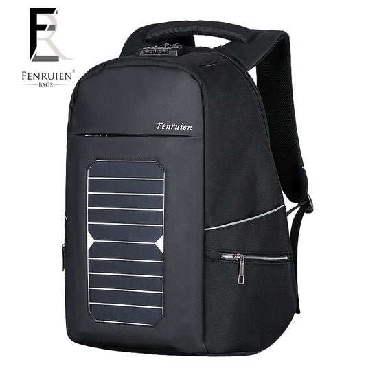 Modern sun-powered outdoor dual-strap men's professional personalized secure 15-inch laptop backpack
