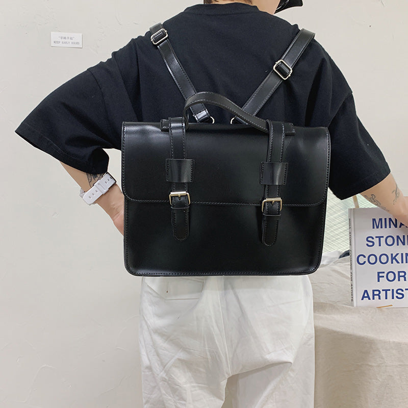 Versatile Dual Strap Leather Crossbody Carryall