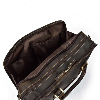 Vintage Distressed Leather Messenger Briefcase for Professionals
