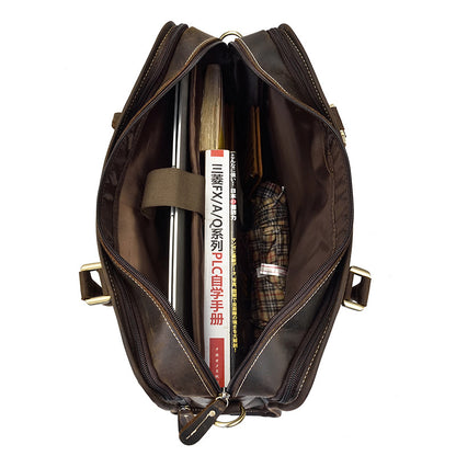 Vintage Distressed Leather Messenger Briefcase for Professionals
