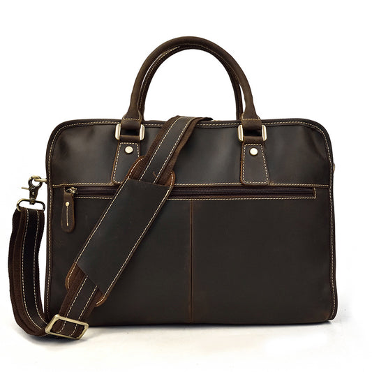 Vintage Distressed Leather Messenger Briefcase for Professionals