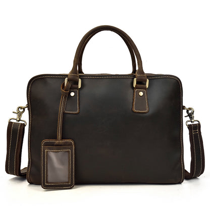 Vintage Distressed Leather Messenger Briefcase for Professionals