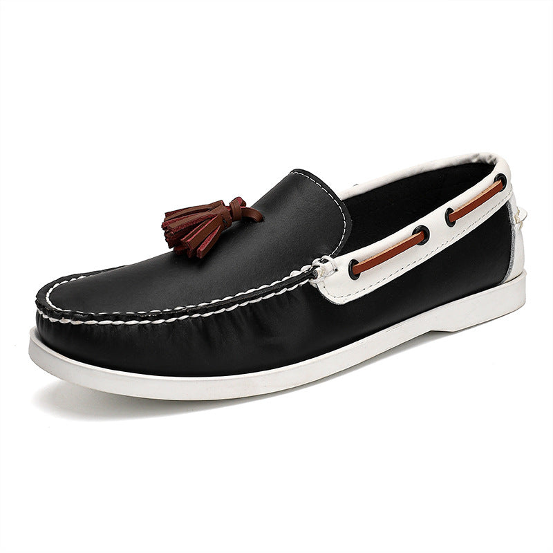 Oversized Nautical Relaxed Leather Footwear for Men Black 44