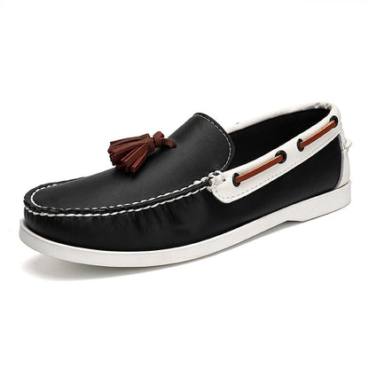 Oversized Nautical Relaxed Leather Footwear for Men Black 41