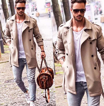 Modern Plain Hue Basic Men's Mid-Length Wool Jacket Light card color M