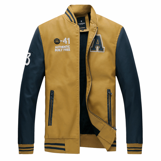 Stylish Men's Faux Leather Coat, Versatile Stand-collar Outerwear for Men